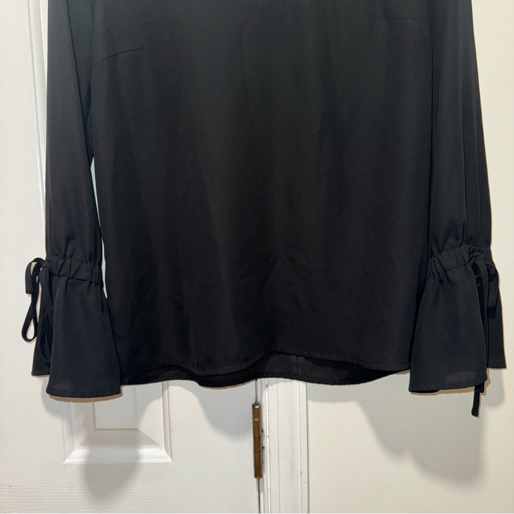 J. Crew Mercantile Black Tie Sleeve Blouse top shirt 00 - Picture 6 of 14